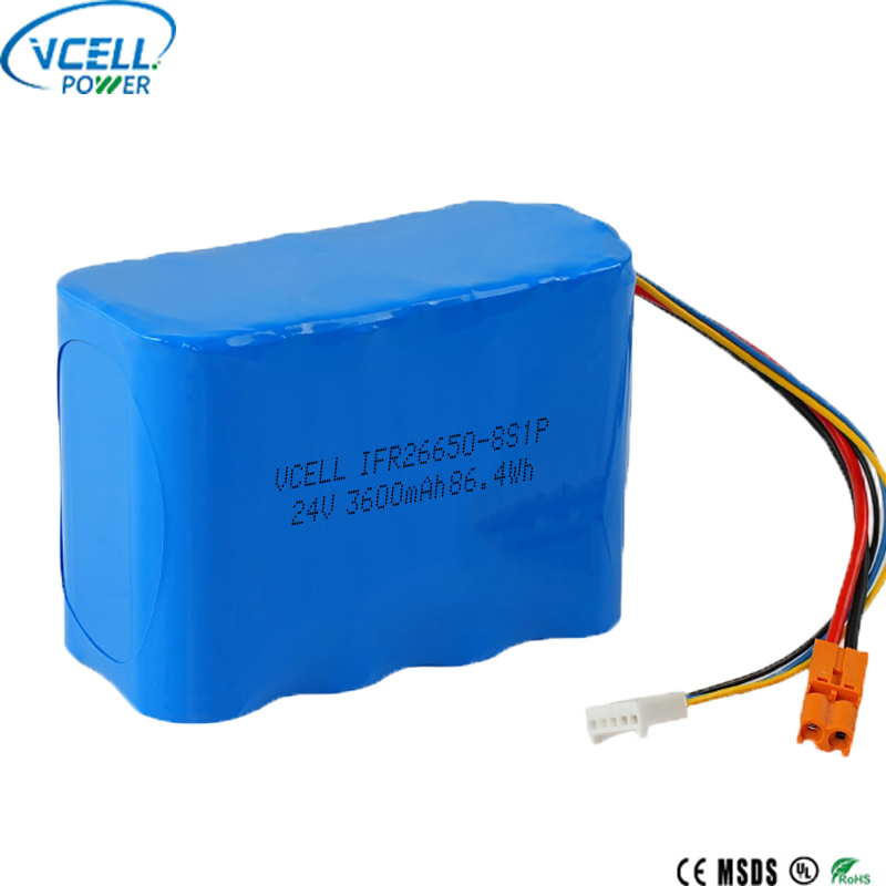 24V 3600mAh 26650 LiFePO4 oplaadbare batterij