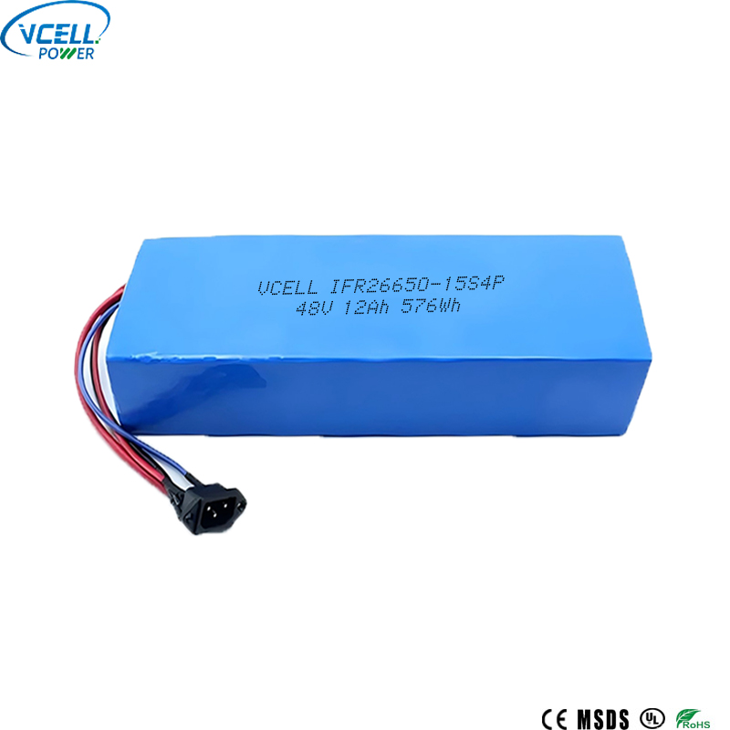 48V 12Ah 26650 Ebike LiFePO4-accu