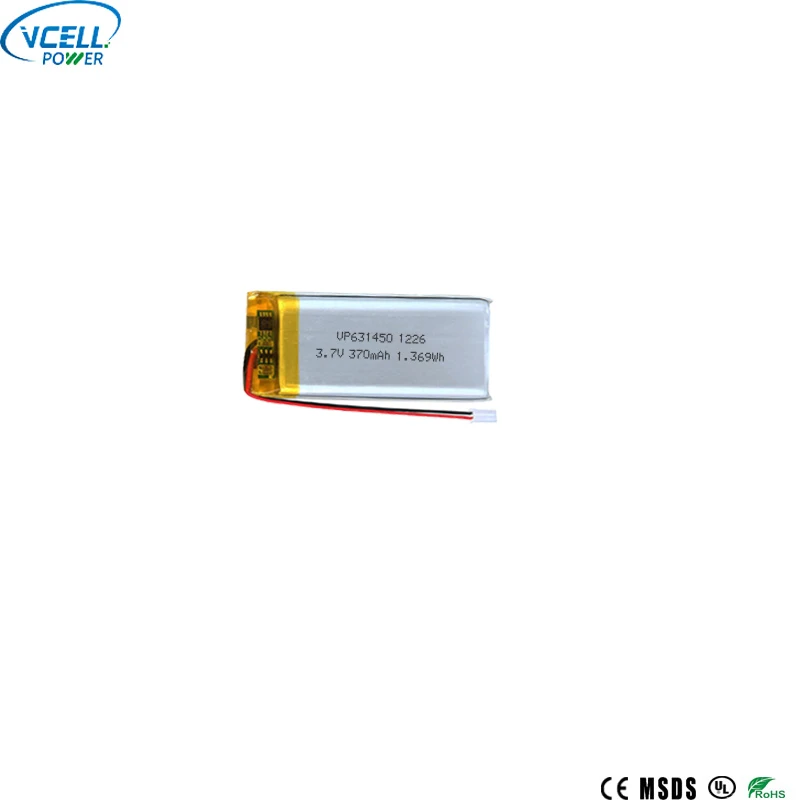 631450 3,7 V 370 mAh lithium-polymeerbatterij met smal ontwerp